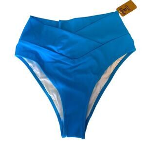 Victorias Secret Bikini Bottom Women's Size XS Blue V-Crossover High Waisted NEW